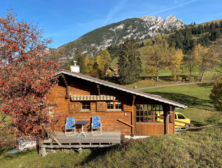 Chalet with cosy wooden loungers