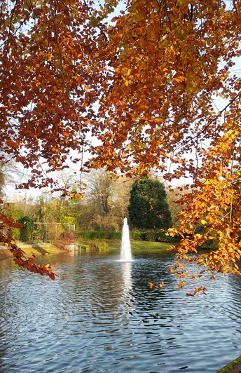 park-backerwall-mit-springbrunnen-im-herbst