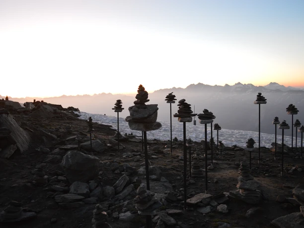Sonnenaufgang auf dem Eggishorn in der Aletsch Arena