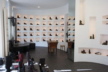Trippen Stylish shoe store in the Belgian Quarter of Cologne, presenting modern boots and shoes.