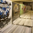 Groove Attack Record Store Stacks of records in sleeves lined up in a record store in Cologne.