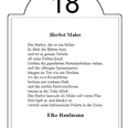 Lesestation 18 Lesestation 18 auf dem Literarischen Wanderweg präsentiert das Gedicht "Herbst Maler" von Elke Hanfmann.