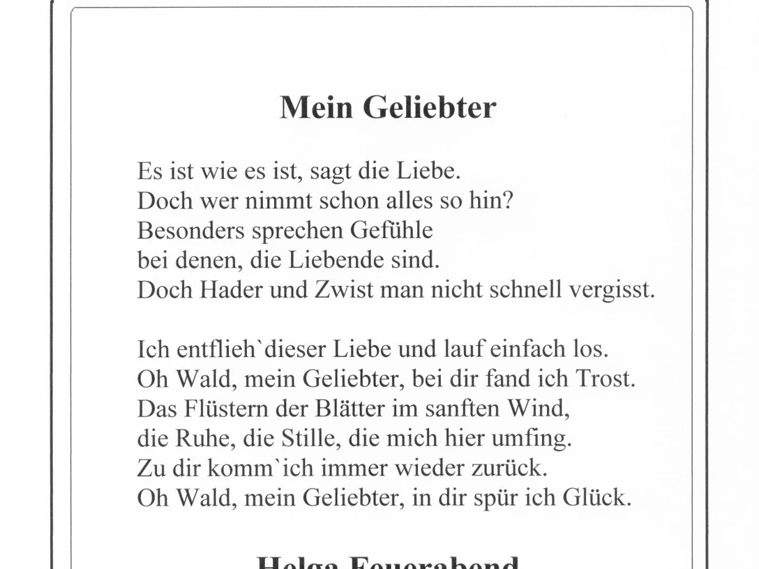 Lesestation 13 Eine weiße Infotafel mit der Nummer 13 präsentiert ein Gedicht von Helga Feuerabend.
