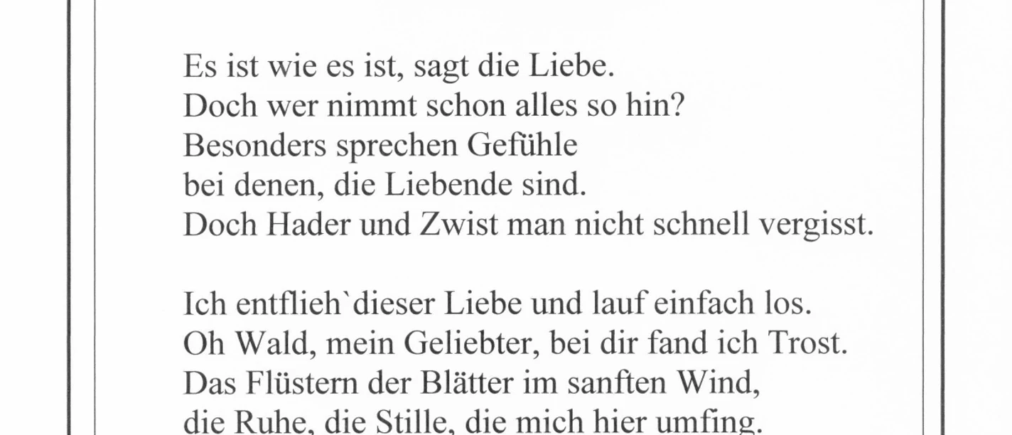 Lesestation 13 Eine weiße Infotafel mit der Nummer 13 präsentiert ein Gedicht von Helga Feuerabend.