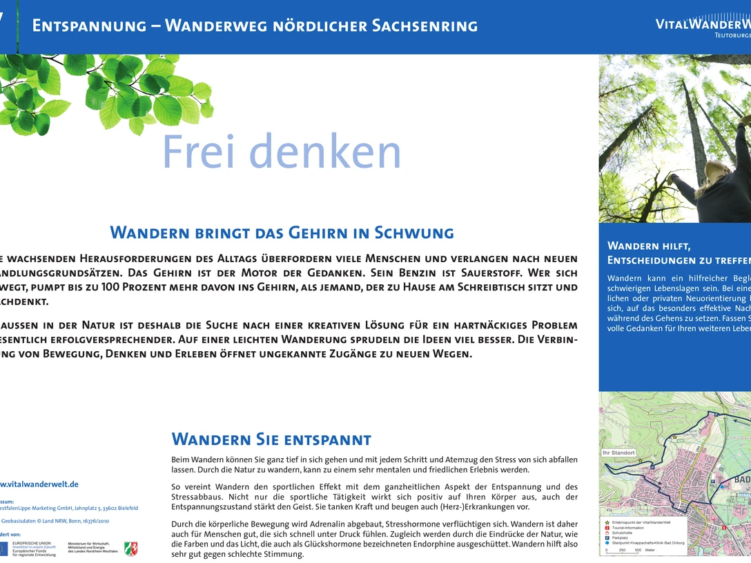 VitalWanderWelt Wanderweg nördlicher Sachsenring - Frei denken Wanderweg "Nördlicher Sachsenring": Stärkung des Geistes durch Entspannung in der Natur.