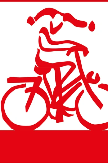 Wegelogo der Tour Wegelogo der Tour. Roter Till Eulenspiegel auf einem Fahrrad.