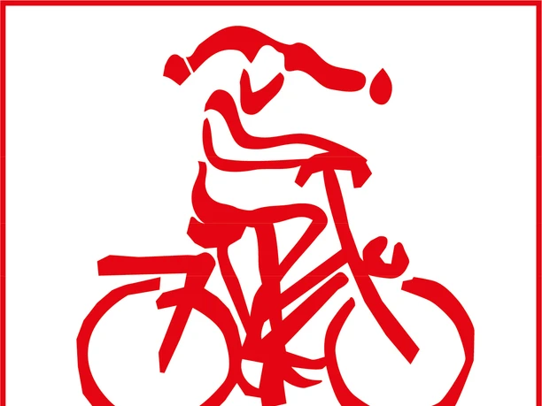 Wegelogo der Tour Wegelogo der Tour. Roter Till Eulenspiegel auf einem Fahrrad.