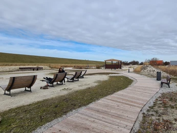 Trockenstrand Upleward Waldsofas.jpg Sitzgelegenheiten auf dem Trockenstrand in Upleward