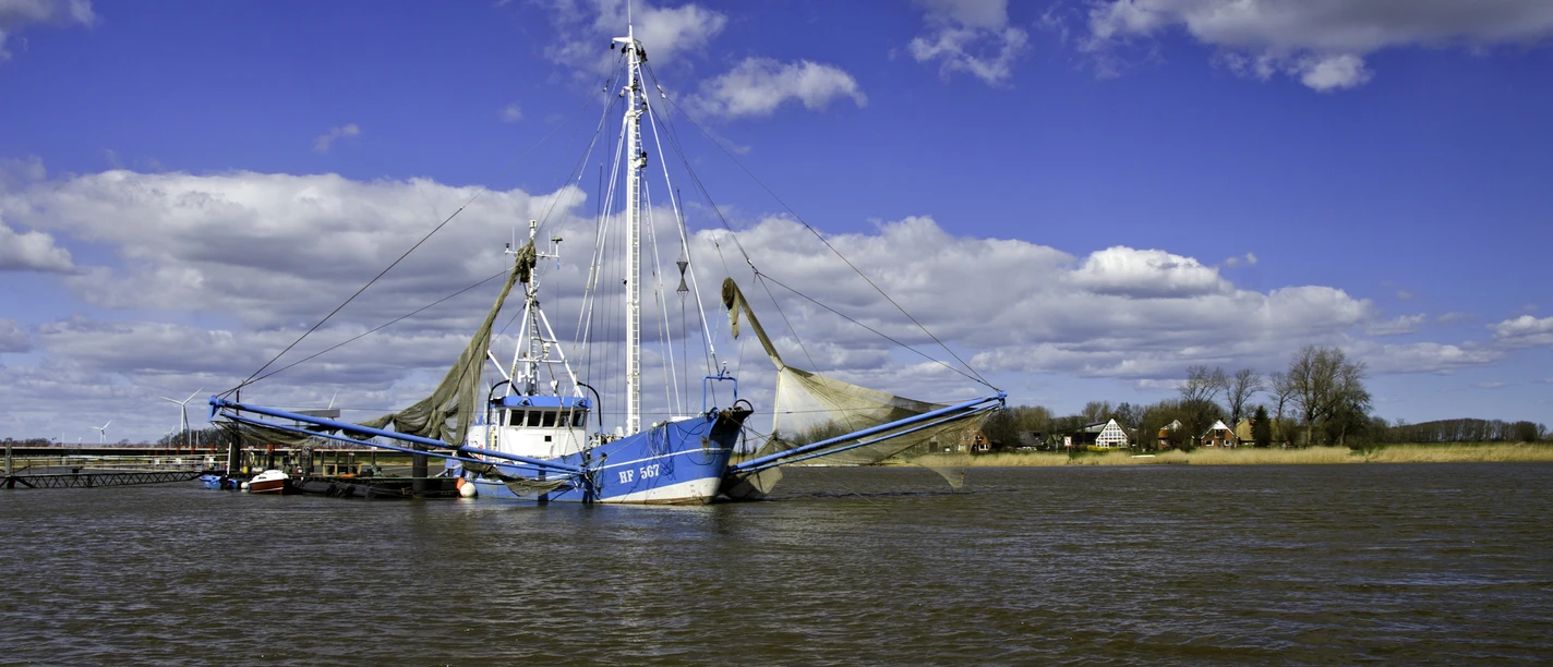 Geversdorf Fischkutter mit Netz