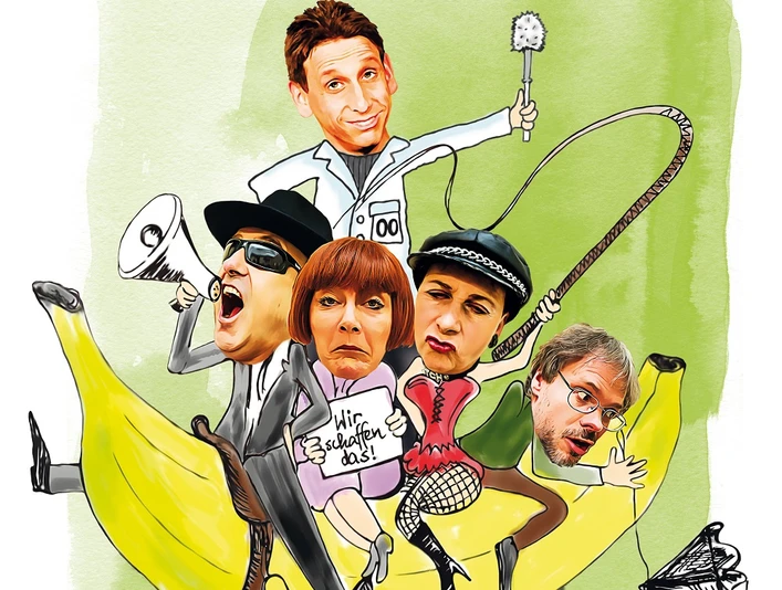 Team des Kabarett-Theaters Leipziger Funzel Abstract watercolor hand painted background