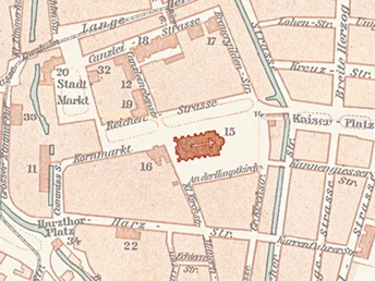 Station 1: Kirchhof bei der Marienkirche - Lage des Kirchhofes (1899)