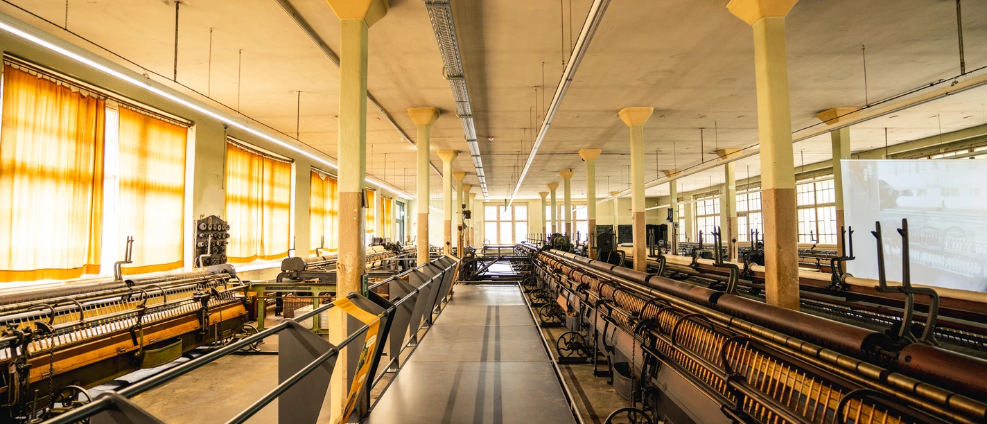 Besucherweg Spinnereisaal Tuchfabrik Gebr. Pfau Crimmitschau Besucherweg Spinnereisaal Tuchfabrik Gebr. Pfau Crimmitschau