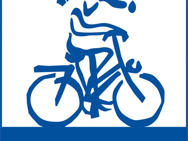 Wegelogo der Fahrradtour Wegelogo der Fahrradtour. Ein blauer Till Eulenspiegel auf dem Fahrrad.