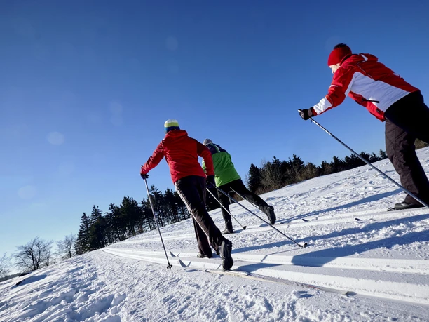 Langläufer bei Sonnenschein auf dem Ettelsberg Langläufer bei Sonnenschein auf dem Ettelsberg