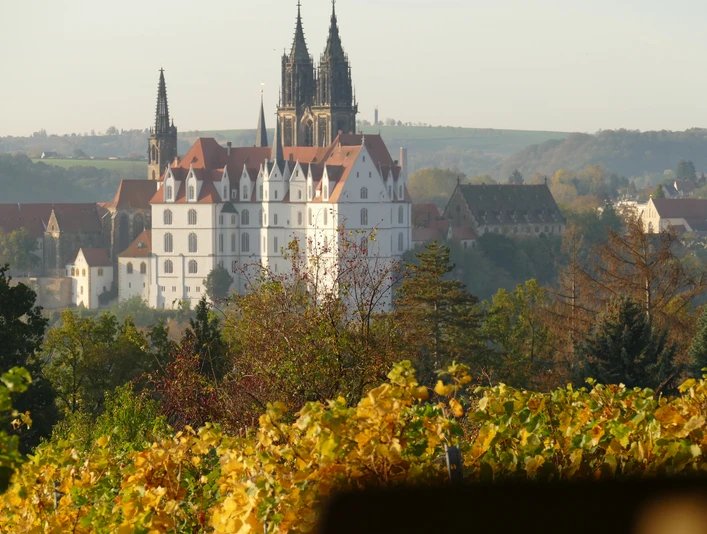 Blick von Schloss Proschwitz auf Meißen, Radebeul