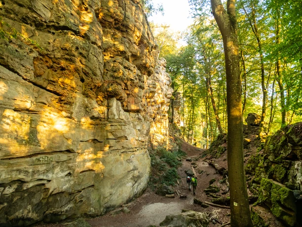 Steile Buntsandsteinfelsen in der Teufelsschlucht, Felsenweg 6