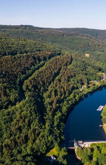 Blick auf das Rurstaubecken bei Heimbach