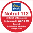Notfallrettungspunkt ABK3-10 auf Viadukt Wanderweg nahe Freizeitanlage und Grillhütte Driburger Grund.