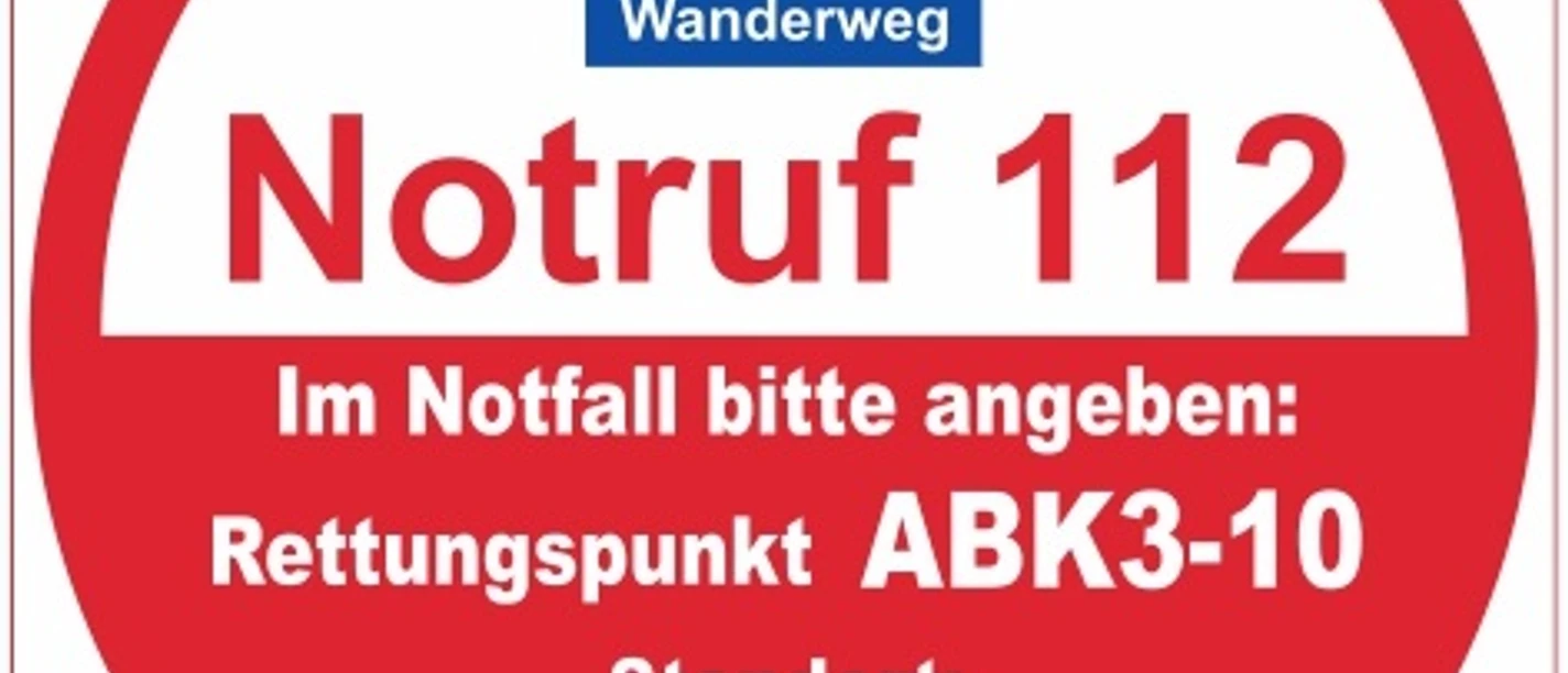 Rettungspunkt ABK3-10 Notfallrettungspunkt ABK3-10 auf Viadukt Wanderweg nahe Freizeitanlage und Grillhütte Driburger Grund.