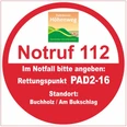 Notfallinformation für Rettungsdienste am Paderborner Höhenweg mit Rettungspunkt PAD2-16.