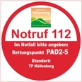 Rettungspunkt PAD2-5 auf dem Paderborner Höhenweg, gekennzeichnet für schnelle Notfallhilfe.