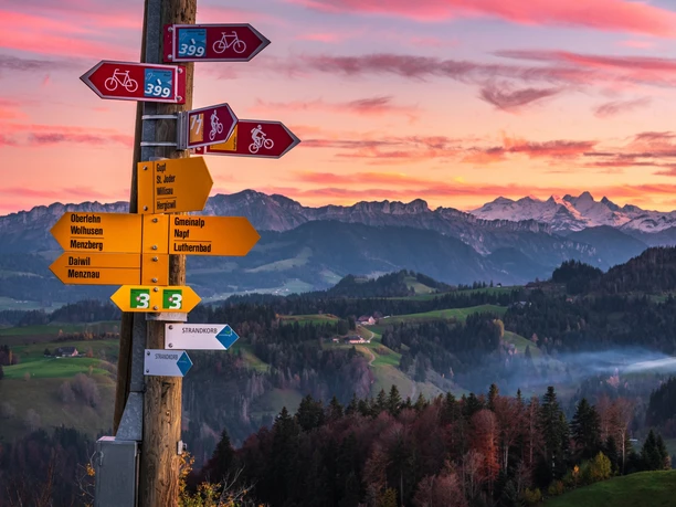 Abendstimmung, im Hintergrund die Berner Alpen