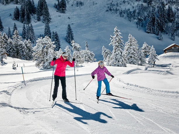 Langlaufen Frontal mit Kinder