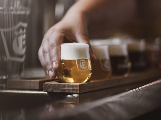 Verschiedene Biere zur Bierprobe im Restaurant KA7