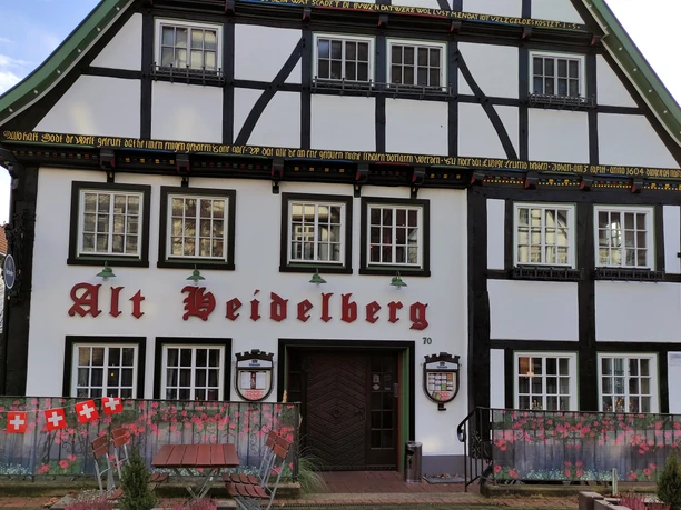 Alt Heidelberg außen Fachwerkhaus in dem das Restaurant Alt Heidelberg ist