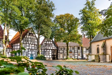 Haller Herz Fachwerkhäuser rund um die ev. St. Johanniskirche - das sogenannte Haller Herz