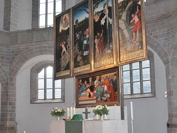 Der Reformationsaltar von Lucas Cranach in der St. Wolfgangskirche, Schneeberg