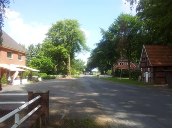Das Landhaus Wachendorf liegt am Straßenrand, umgeben von Bäumen und traditionellen Backsteingebäuden.The Landhaus Wachendorf is located on the roadside, surrounded by trees and traditional brick buildings.Landhaus Wachendorf ligger i vejkanten, omgivet af træer og traditionelle murstensbygninger.Landhaus Wachendorf ligt aan de weg, omringd door bomen en traditionele bakstenen gebouwen.