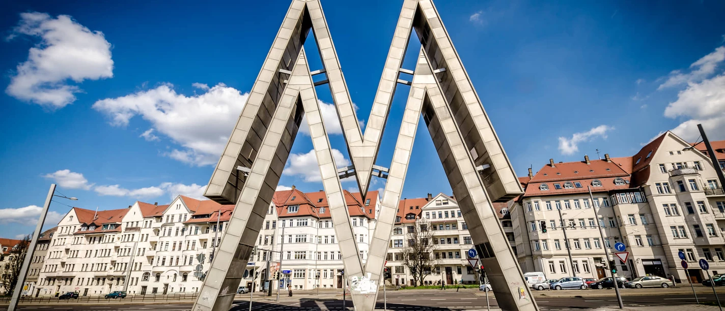 Old Trade Fair - Sights in Leipzig View of the double M of the Old Trade Fair Center, which celebrated its 100th anniversary in 2017, trade fair city, sights, leisure facilities in Leipzig