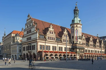 View of the Old Town Hall on the market square, which was the seat of the city administration until 1905 and now houses many stores and the City History Museum, Cultural institution, Shopping, Sights, Museums in Leipzig, Architecture