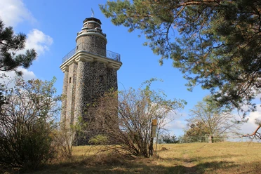 Bismarckturm auf dem Wachtelberg Wurzen - Sehenswürdigkeiten in der Leipzig Region Blick auf den Bismarckturm, umgeben von Natur, Freizeit, Aktiv, Region