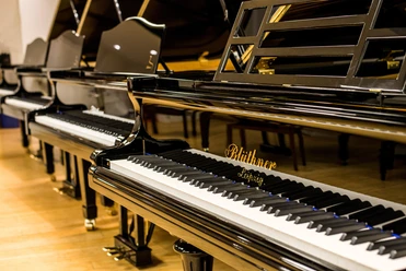 Blüthner Pianofabrik - Město hudby Lipsko Na výstavě v továrně na klavíry Blüthner v Großpösně je k vidění celá řada klavírů. Hudební město, Nástroje, Klavír