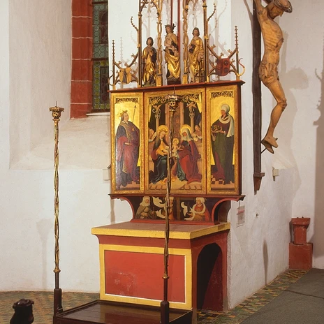 Blick auf den historischen Altar in der Burg Gnandstein, Sehenswürdigkeiten, Burg, Ausflug