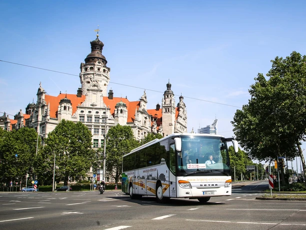 Bus at the New Town Hall - City Tour Leipzig Experience
