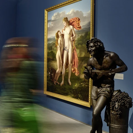 Museum of Fine Arts - Museums in Leipzig Exhibition room in the Museum of Fine Arts Leipzig with a painting on the wall and a sculpture to the right, gallery, cultural institution