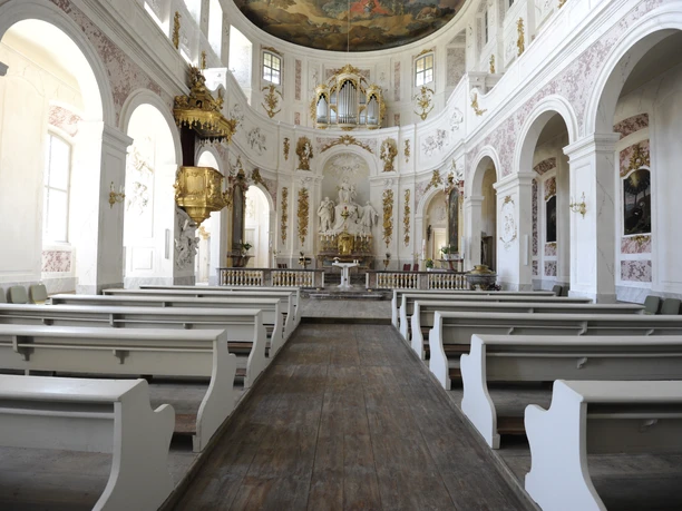 The Catholic chapel of Hubertusburg Castle in Wermsdorf from the inside with a view of the altar and Schramm organ, Excursion, Leipzig Region