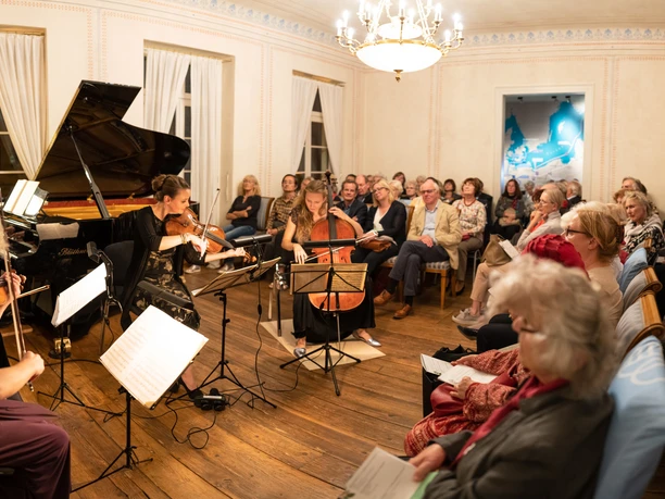 Instrumentální koncert s publikem se koná v sále Schumannova domu v Lipsku, hudba, kultura, město hudby.
