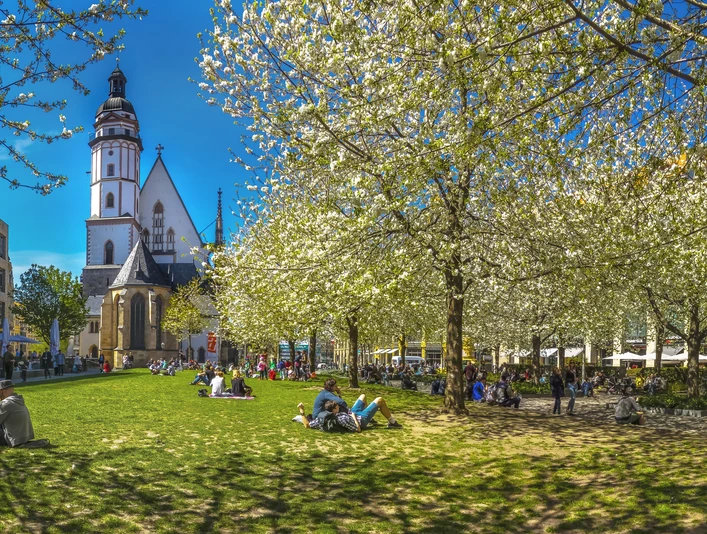 Wiese vor der Thomaskirche Leipzig - Erlebnisse und Touren in Leipzig