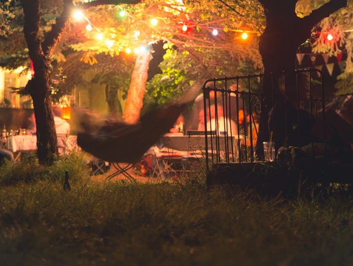 Villa Hasenholz, Hängematte am Abend