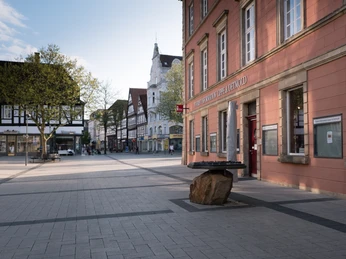 Tourist Information Lippe & Detmold Touristeninformation Lippe & Detmold an einer ruhigen, gepflasterten Straße mit historischem Flair.