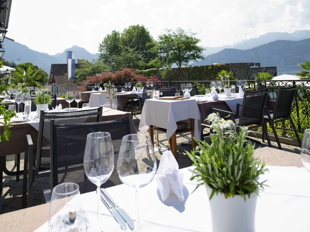 View of the terrace in the Gerbi restaurant
