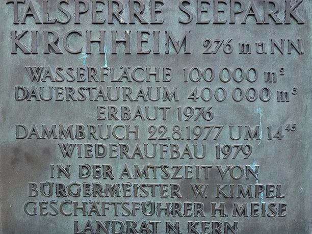 Seepark Kirchheim Dammbruch Gedenktafel