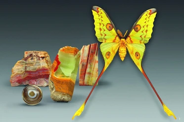 Kristall und Schmetterling