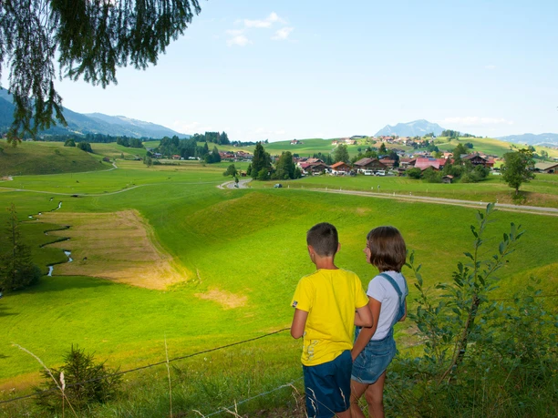Blick auf Obermaiselstein und den Riedbach kurz nach dem Hirschsprung