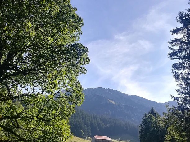 Wandern mit Blick auf die Allgäuer Hochalpen