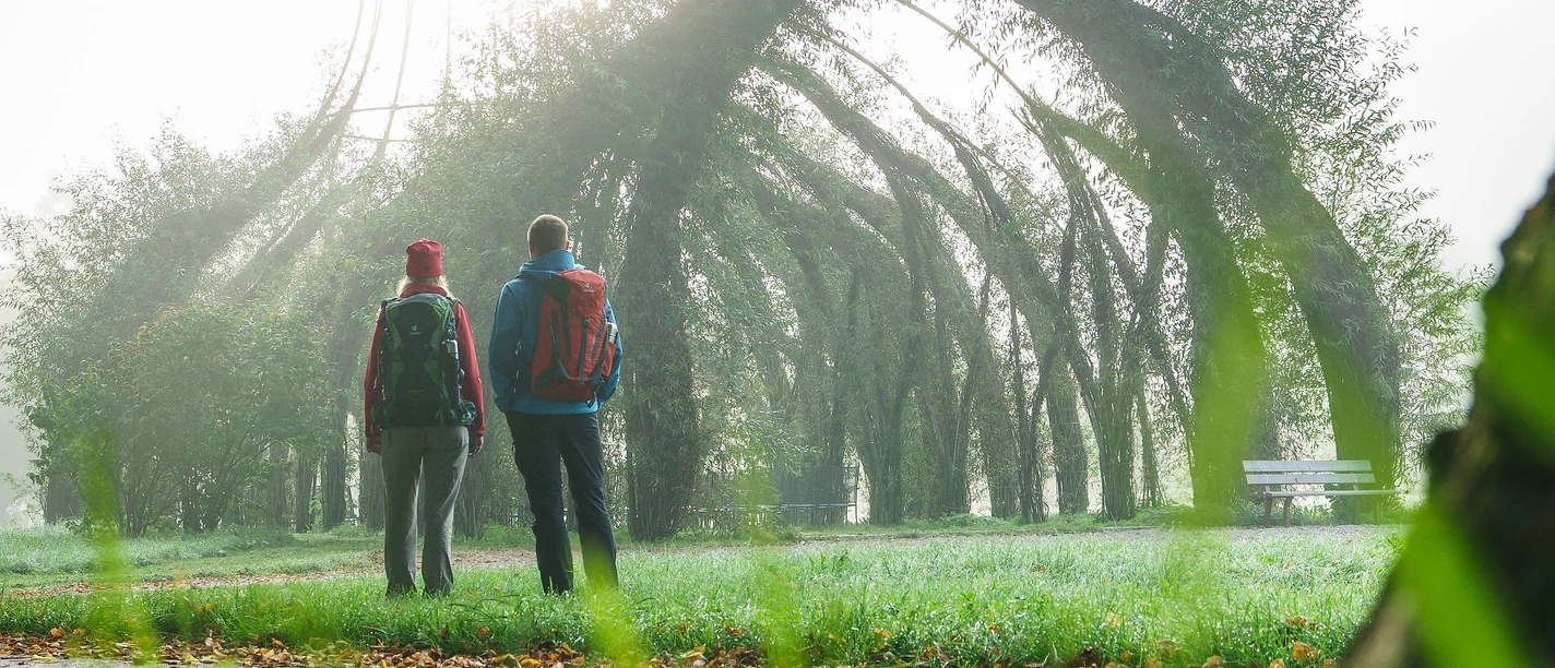 Wanderer vor Weidenkirche
